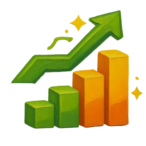 Analytics dashboard with growth chart